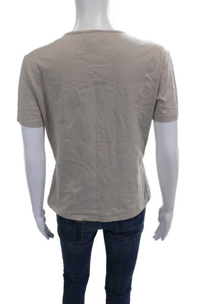 St. John Sport By Marie Gray Women Beige T-Shirt Short Sleeve Size M