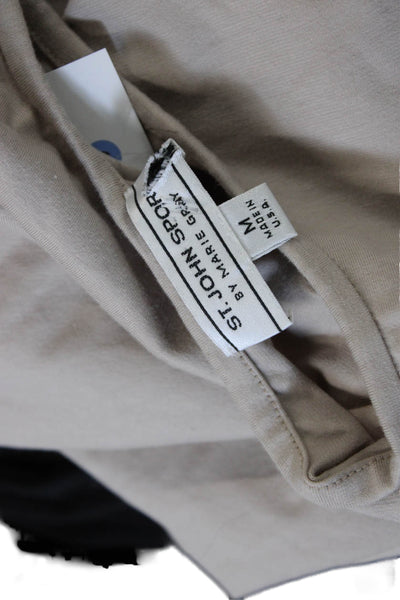 St. John Sport By Marie Gray Women Beige T-Shirt Short Sleeve Size M