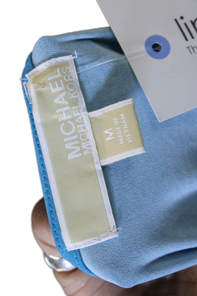 Michael Michael Kors Womens Tunic Blouse Blue Paisley Short Sleeve Size M