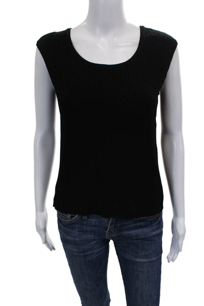 St John Collection Marie Gray Womens Black Wool Tank Scoop Neck Size M