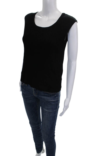 St John Collection Marie Gray Womens Black Wool Tank Scoop Neck Size M