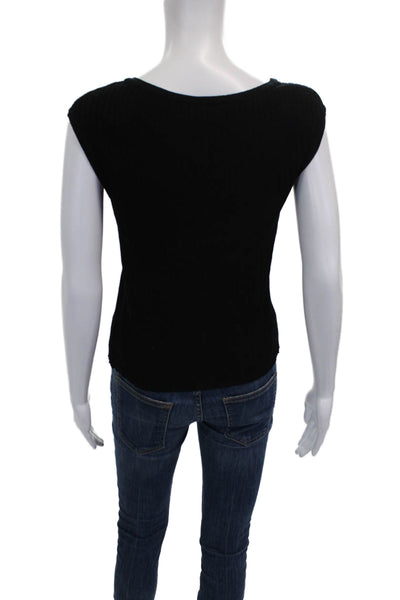 St John Collection Marie Gray Womens Black Wool Tank Scoop Neck Size M