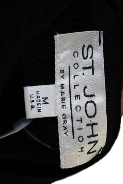 St John Collection Marie Gray Womens Black Wool Tank Scoop Neck Size M