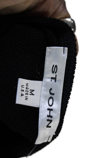 St. John Women Black Wool Blend Scoop Neck Sleeveless Basic Tank Size M