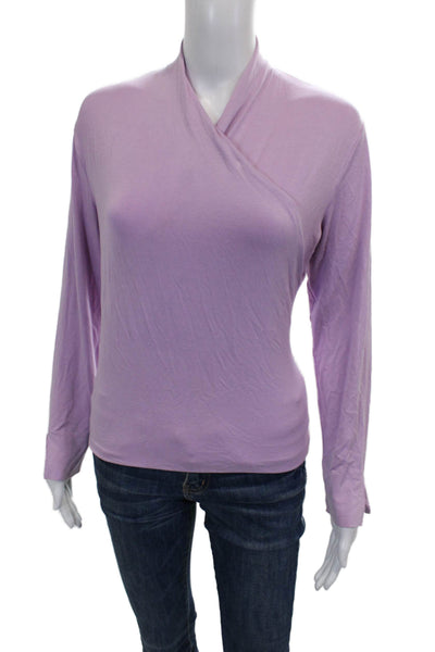 Escada Womens Jersey V-Neck Rayon Long Sleeve Pullover Blouse Purple Size 40