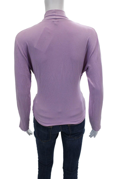 Escada Womens Jersey V-Neck Rayon Long Sleeve Pullover Blouse Purple Size 40