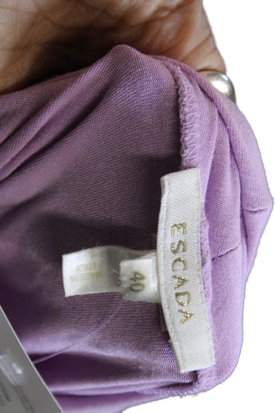Escada Womens Jersey V-Neck Rayon Long Sleeve Pullover Blouse Purple Size 40