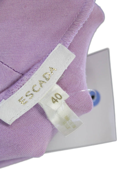 Escada Womens Jersey V-Neck Rayon Long Sleeve Pullover Blouse Purple Size 40