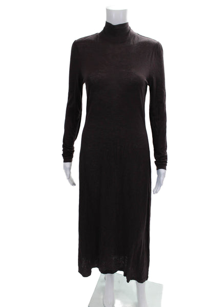 LK Bennett Womens Maxi Dress Brown Mock Neck Long Sleeve Zip Size 4