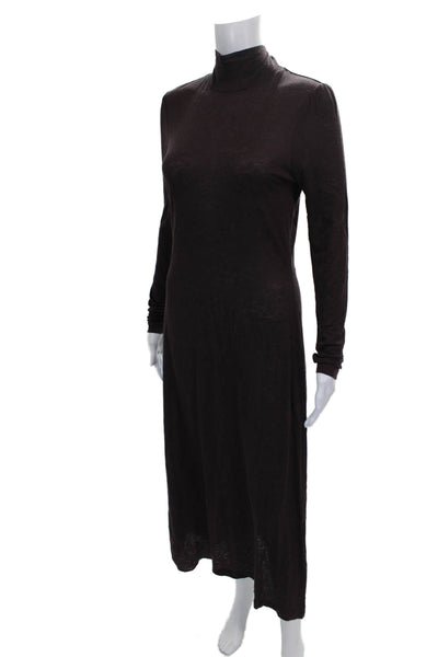 LK Bennett Womens Maxi Dress Brown Mock Neck Long Sleeve Zip Size 4