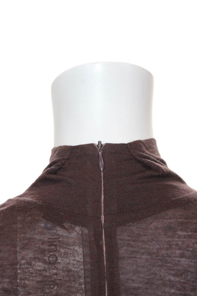 LK Bennett Womens Maxi Dress Brown Mock Neck Long Sleeve Zip Size 4