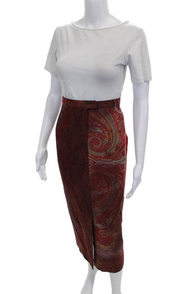 Etro Milano Womens Paisley Wool Straight Pencil Skirt Multicolor Midi Size 40