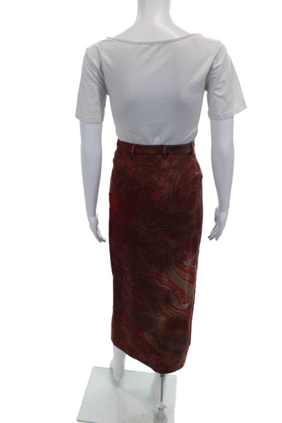 Etro Milano Womens Paisley Wool Straight Pencil Skirt Multicolor Midi Size 40