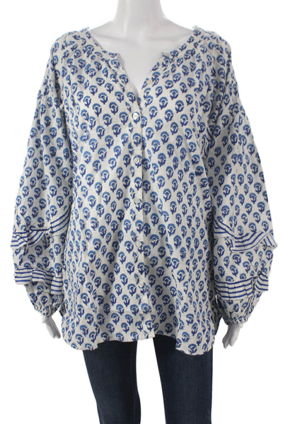 Madison Mathews Women Tunic Multicolor Floral V-Neck Long Sleeve Size XS