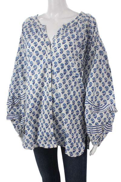 Madison Mathews Women Tunic Multicolor Floral V-Neck Long Sleeve Size XS