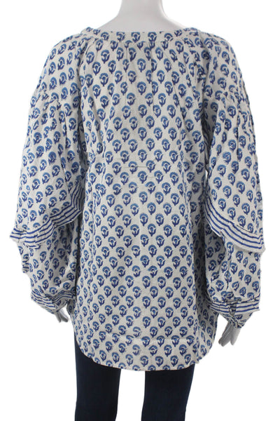Madison Mathews Women Tunic Multicolor Floral V-Neck Long Sleeve Size XS