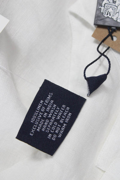 Madison Mathews Womens White Linen Henley Tunic 3/4 Sleeve Size XS