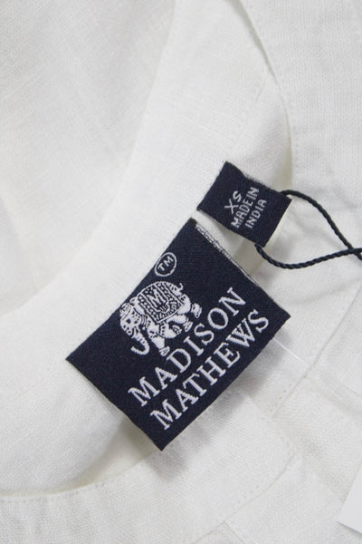 Madison Mathews Womens White Linen Henley Tunic 3/4 Sleeve Size XS