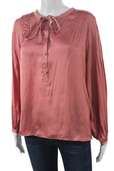 J Crew Women Basic Blouse Pink Long Sleeve Round Neck Size S