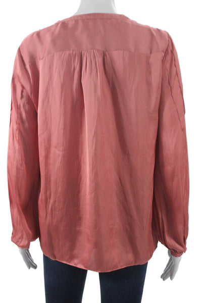J Crew Women Basic Blouse Pink Long Sleeve Round Neck Size S