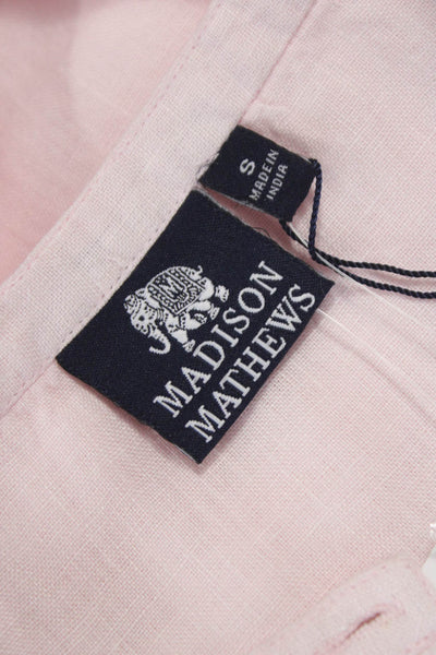 Madison Mathews Womens Linen Henley Tunic Blouse Pink 3/4 Sleeve Size S