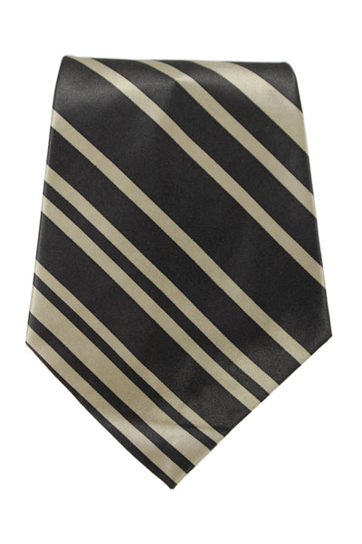 Designer Mens Striped Print Classic Tie Brown