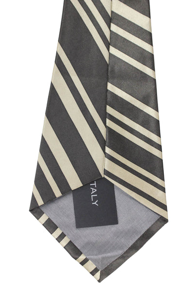 Designer Mens Striped Print Classic Tie Brown