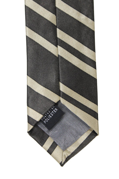 Designer Mens Striped Print Classic Tie Brown