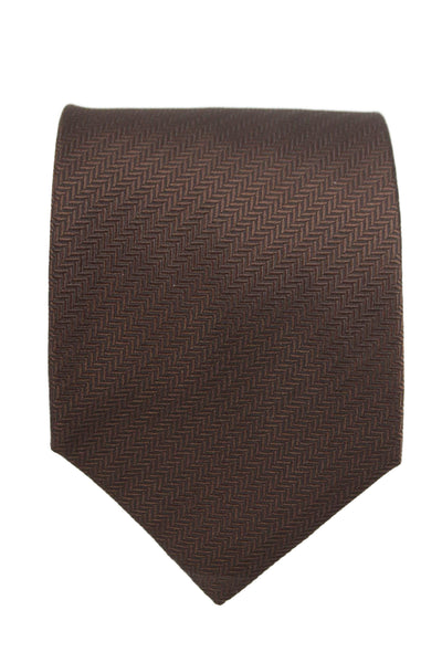 Designer Mens Striped Print Classic Tie Brown