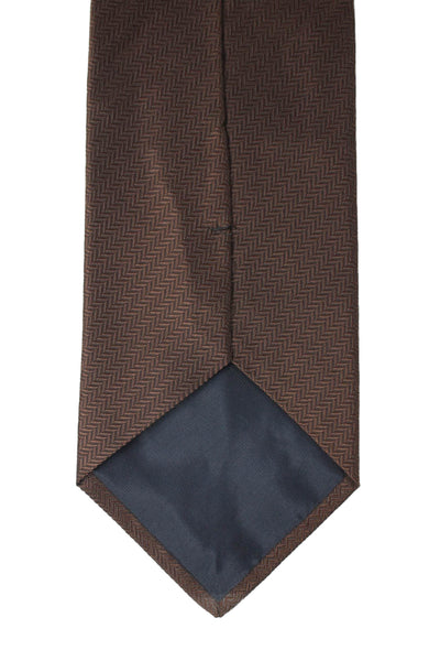 Designer Mens Striped Print Classic Tie Brown