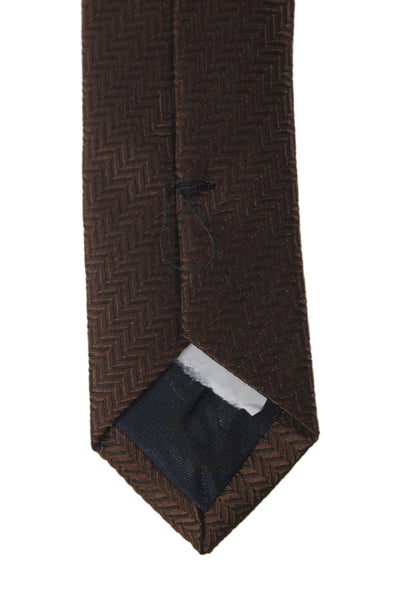 Designer Mens Striped Print Classic Tie Brown