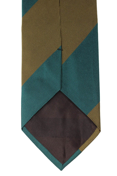 Marco Azzali Mens Striped Colorblock Tie Blue Brown