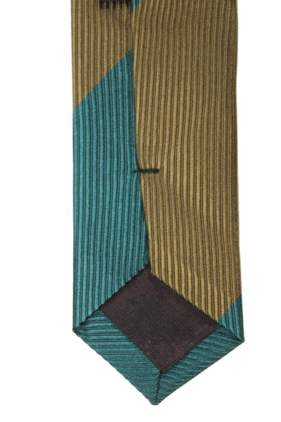 Marco Azzali Mens Striped Colorblock Tie Blue Brown
