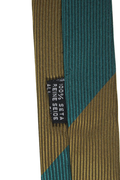 Marco Azzali Mens Striped Colorblock Tie Blue Brown