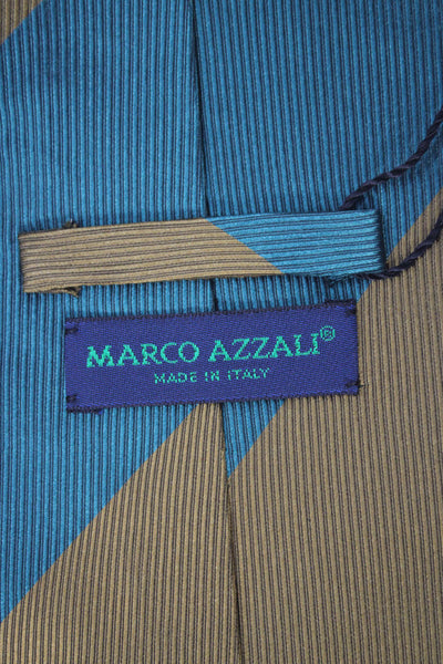 Marco Azzali Mens Striped Colorblock Tie Blue Brown