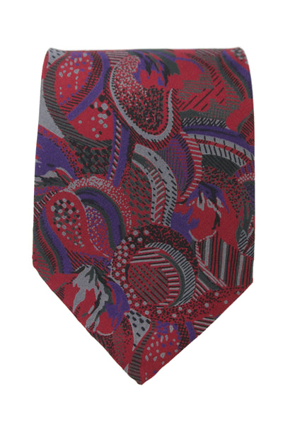 Designer Mens Abstract Paisley Print Classic Tie Red
