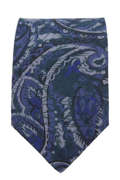 Designer Mens Paisley Print Classic Tie Blue