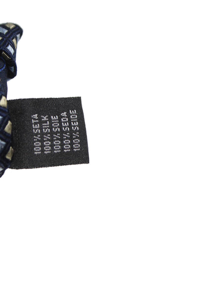 Ballantyne Mens Silk Check Print Classic Tie Blue