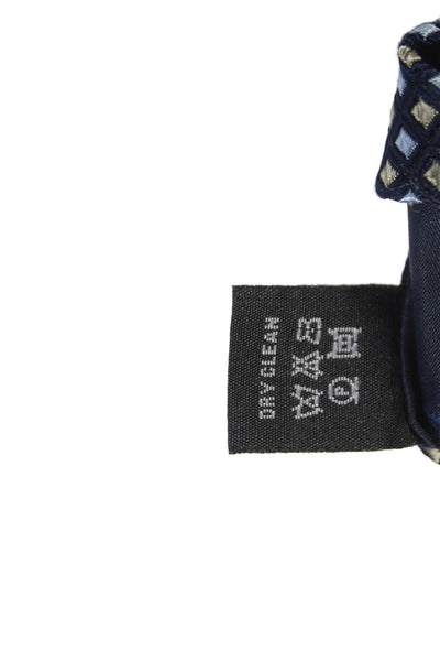 Ballantyne Mens Silk Check Print Classic Tie Blue