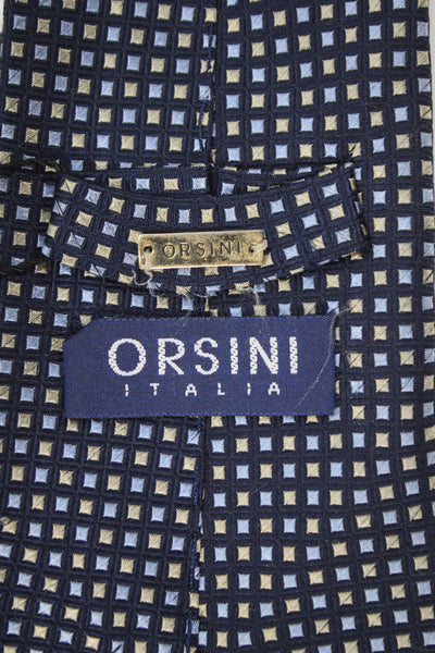 Ballantyne Mens Silk Check Print Classic Tie Blue