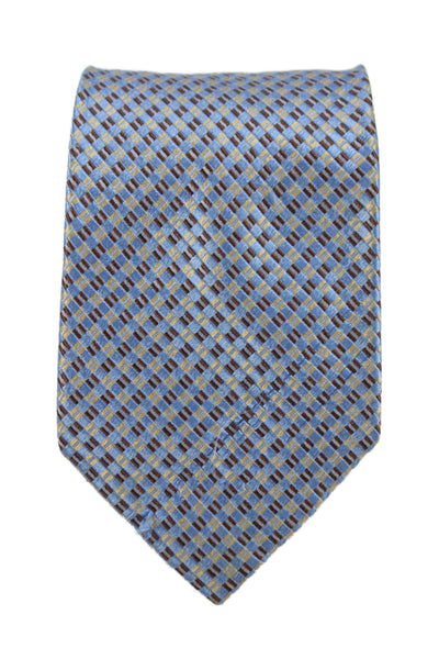 Basile Mens Silk Striped Geometric Print Tie Light Blue