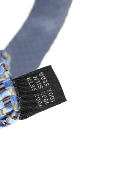Basile Mens Silk Striped Geometric Print Tie Light Blue