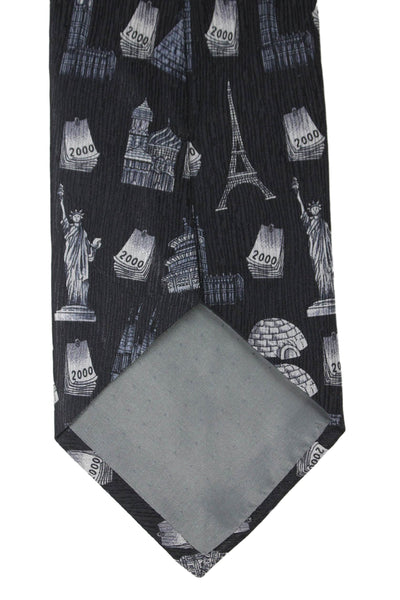Barberini Mens Graphic Print Classic Tie Black