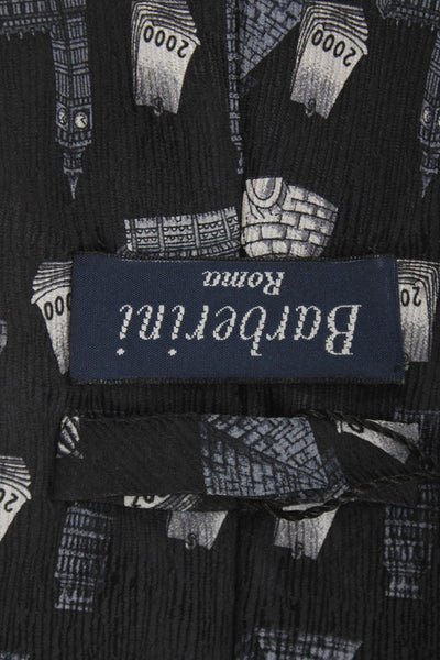 Barberini Mens Graphic Print Classic Tie Black