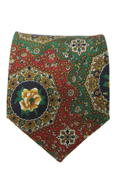 Tino Cosma Mens Graphic Print Classic Tie Orange Green