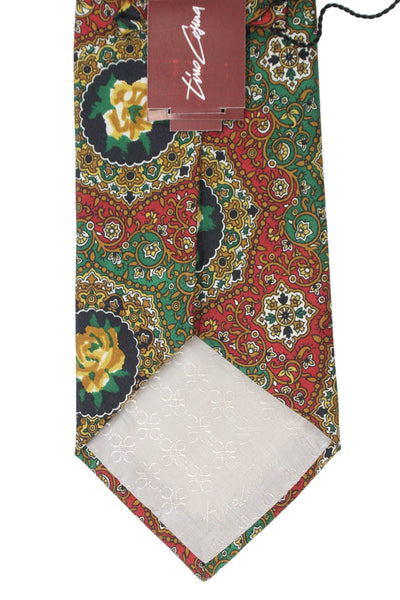 Tino Cosma Mens Graphic Print Classic Tie Orange Green