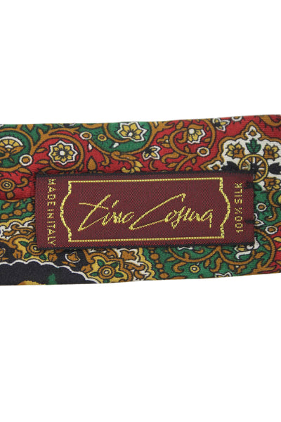 Tino Cosma Mens Graphic Print Classic Tie Orange Green