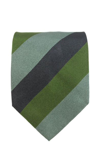 Hilton Mens Silk Striped Print Classic Tie Green