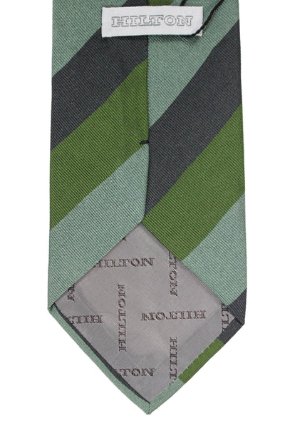 Hilton Mens Silk Striped Print Classic Tie Green
