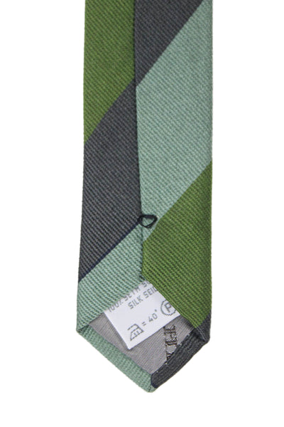 Hilton Mens Silk Striped Print Classic Tie Green